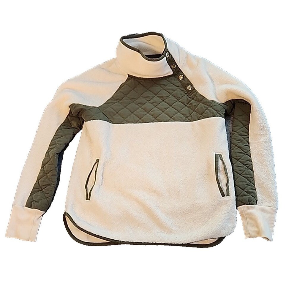 Vintage Abercrombie Fitch‎ Pullover Womens Small Asymmetric Quilted Fleece Snap